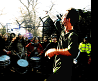 Unlifting samba sounds at demo outside RAF Northwood in January 2003